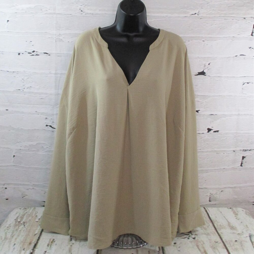 Alfani Plus V-Neck Long Sleeve Blouse
